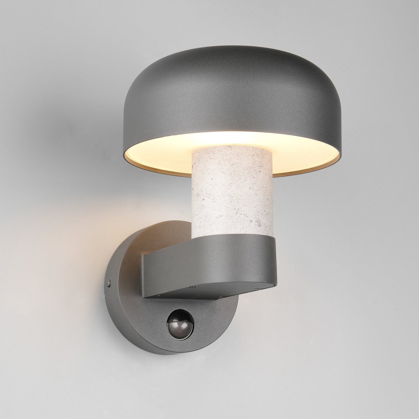 Außenwandleuchte Fraser Sensor grau/Betonoptik, Alu IP54 E27