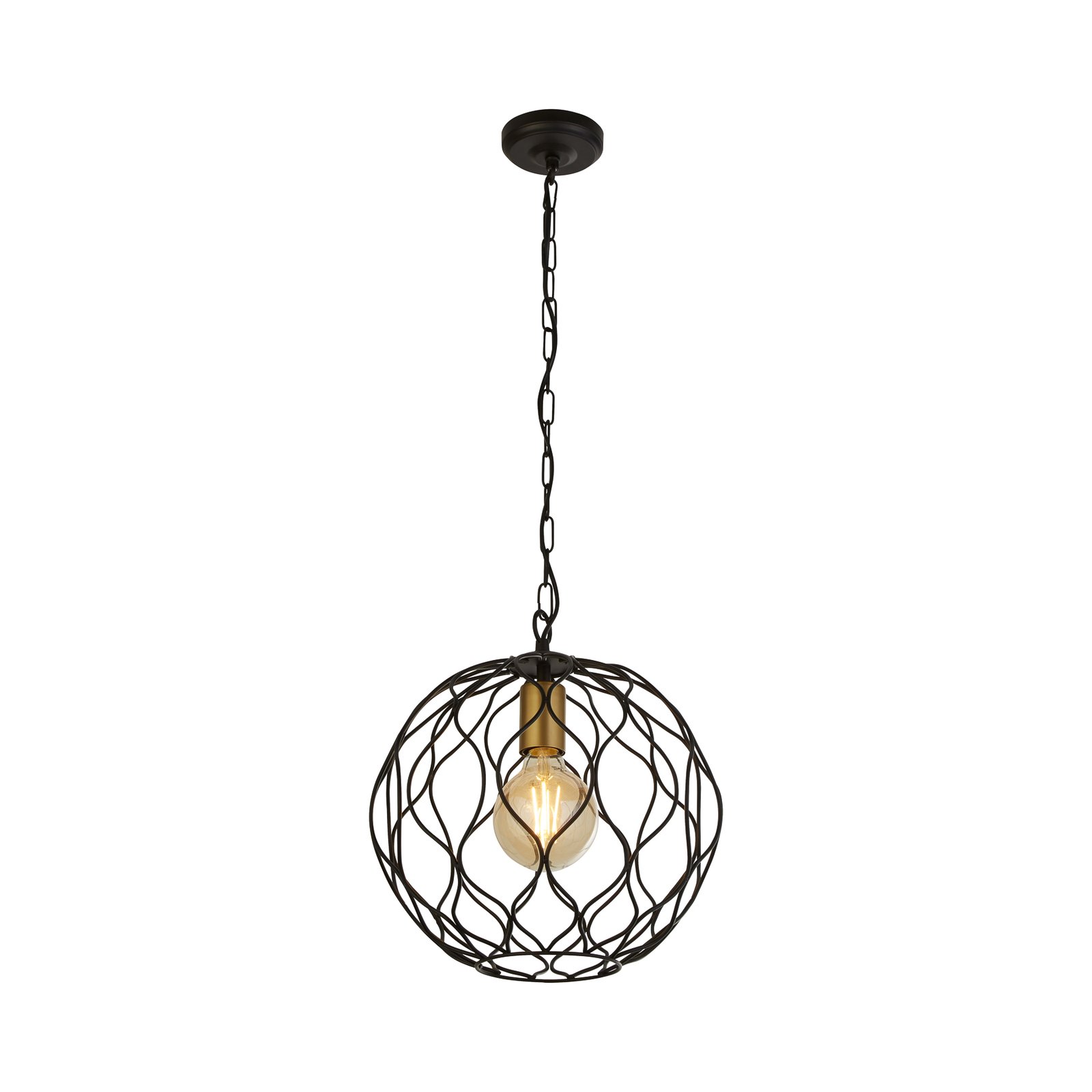 Finesse hanglamp, zwart/goud, metaal, Ø31,5 cm, E27