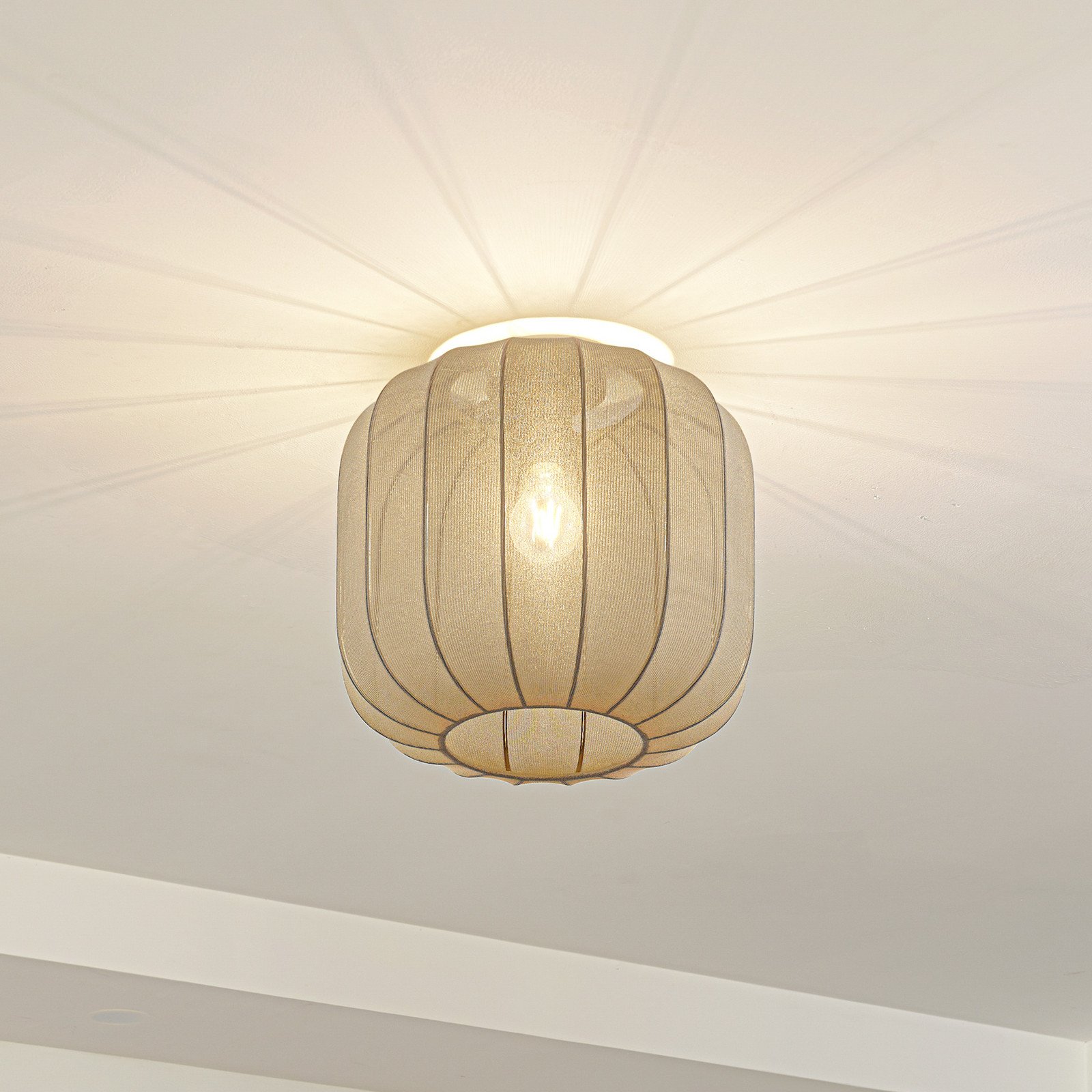 Lindby Helin plafonieră gri țesătură Ø 35 cm - Camera de zi / sufragerie - Scandinavă - Țesătură / Textil