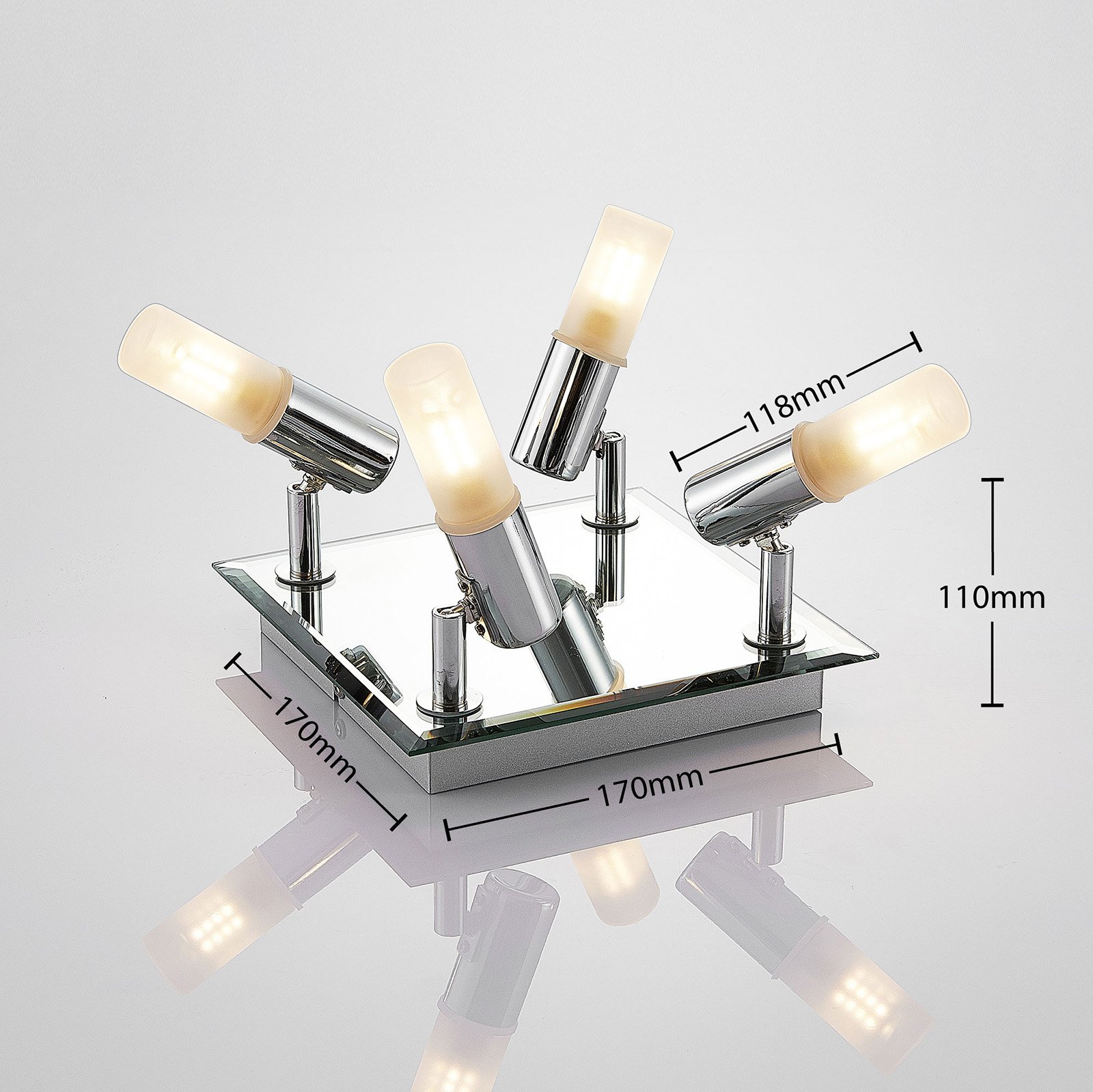 Deckenleuchte Zela Deckenlampe Badezimmer Lindby Chrom 2flammig IP44 