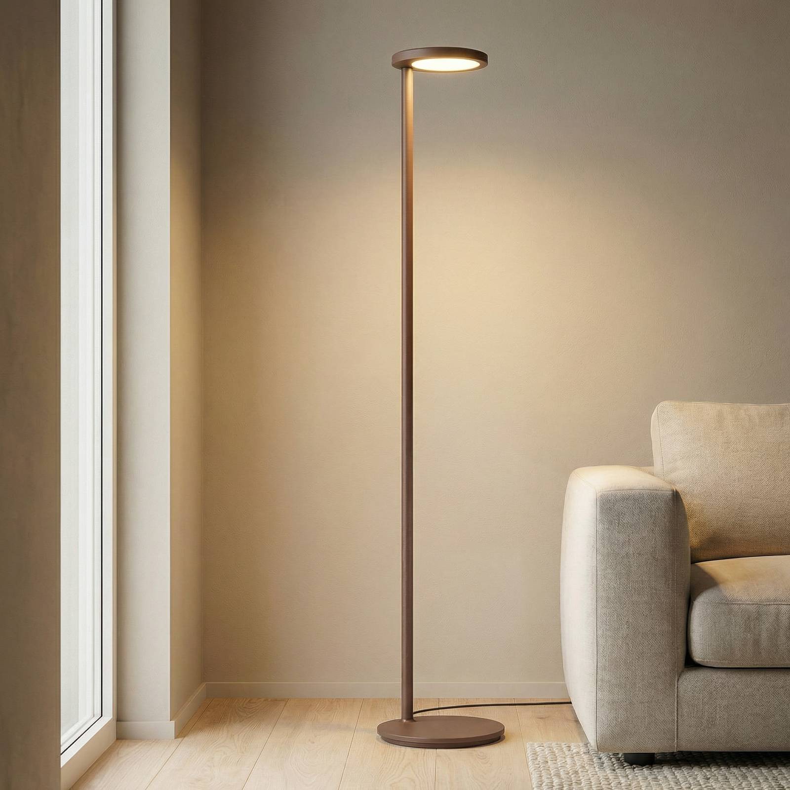 Flos Architectural FLOS Oblique Floor LED stojací lampa, 927, hnědá