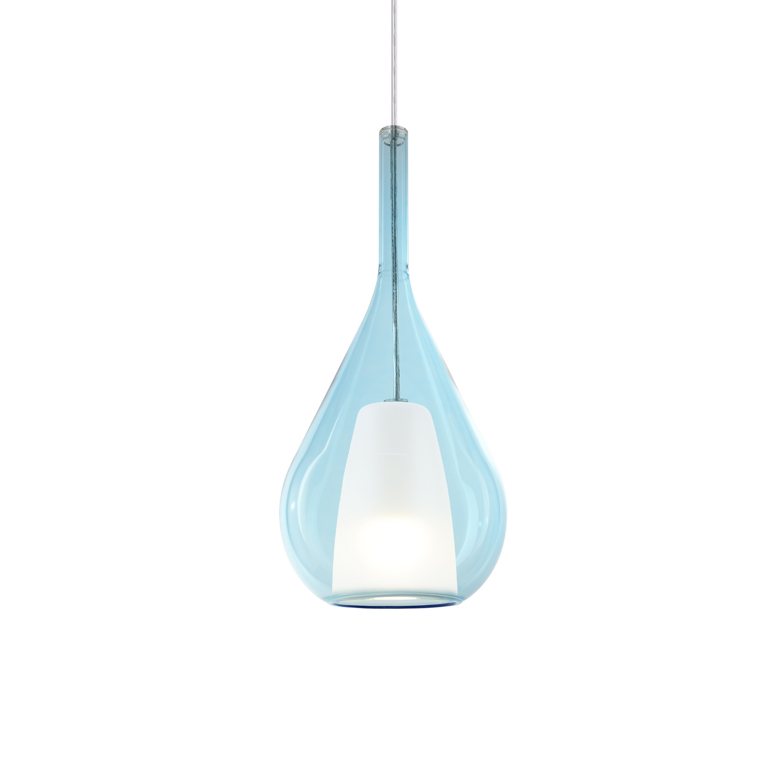 Lámpara colgante Ideal Lux Kalique 3, azul, Ø 18 cm, plástico