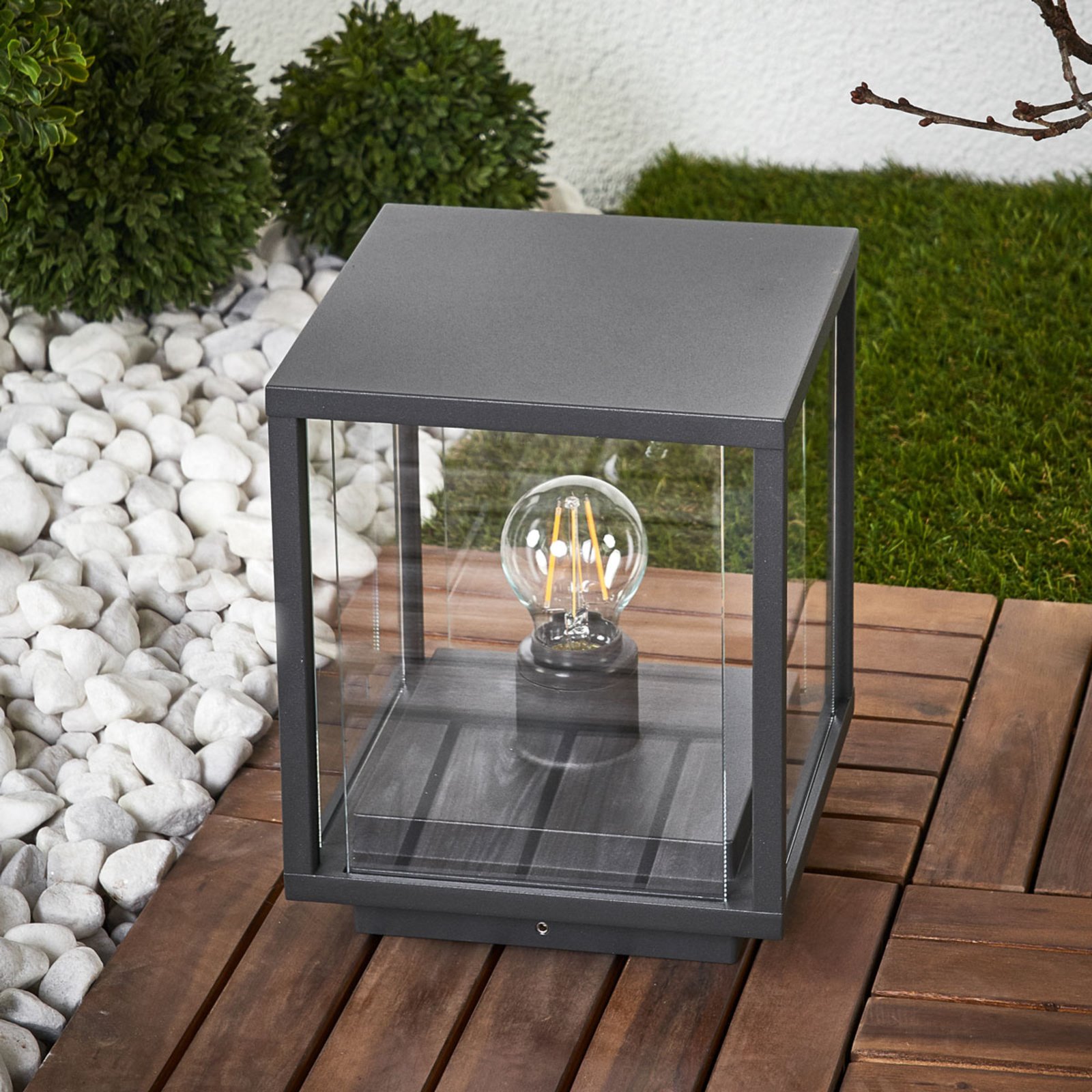 Annalea Outdoor Garden Lamp H20 Dark Grey/Clear - Lucande