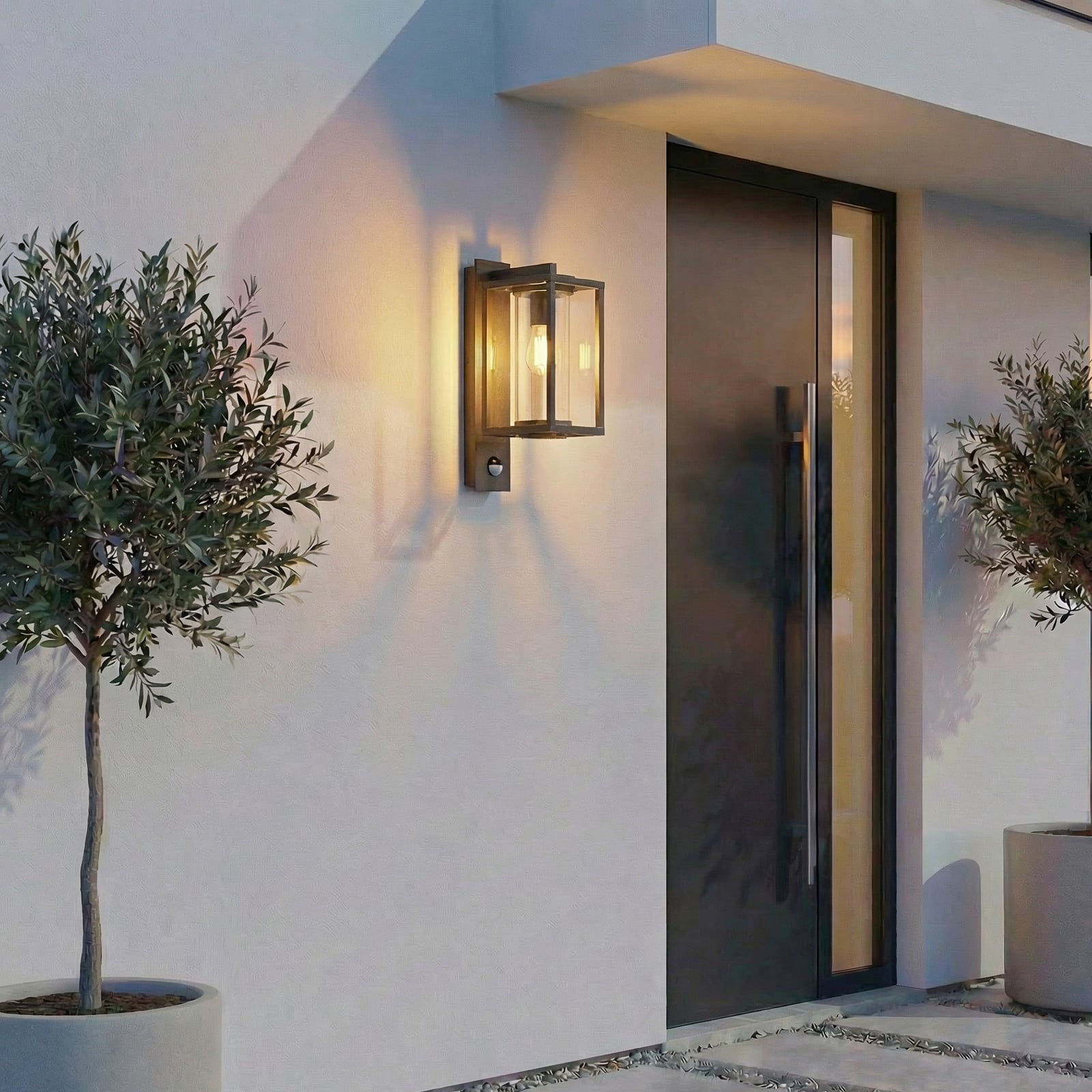 Ferda outdoor wall lamp, sensor, anthracite, IP44 - Lucande