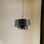 Lima pendant light, black/gold, fabric, metal, Ø 32 cm