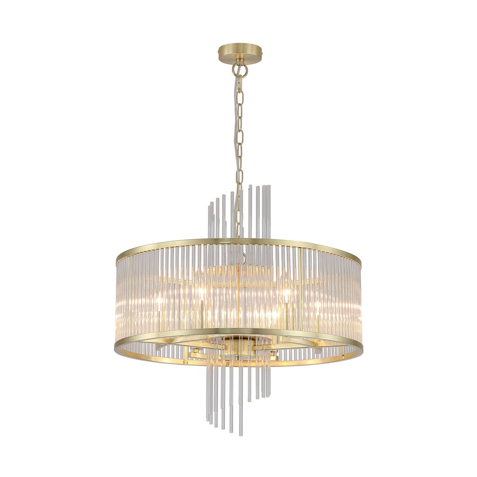 Hängelampe Lara, Ø 55 cm, goldfarben/klar, Glas/Metall