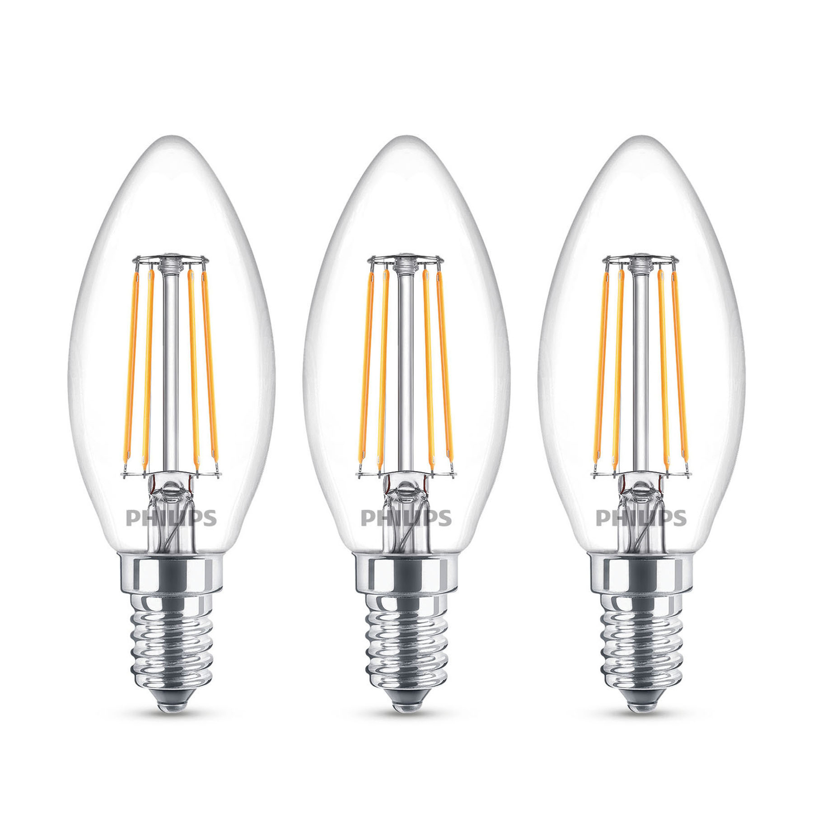 Philips candle LED bulb E14 B35 4.3 W clear 3-pack
