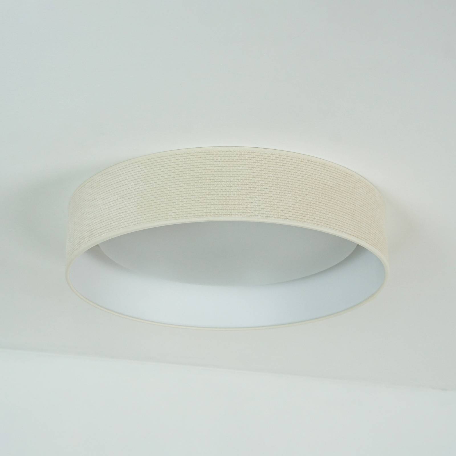 Lampa sufitowa LED Plafon, biały, tkanina, Ø 45 cm, ściemniany 3-stopniowo