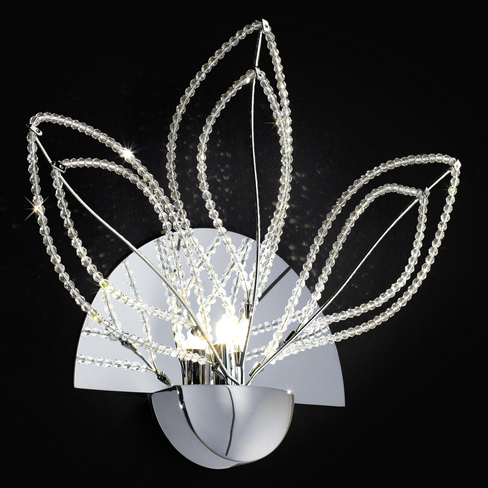 PATRIZIA VOLPATO Girasole wall light with crystals, chrome, for Hallway, metal, crystal, G9, 75 W, energy efficiency: A++, W: 50 cm, H: 42 cm