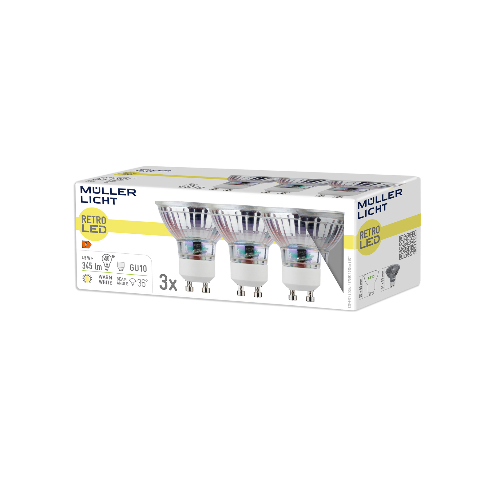 Müller Licht LED-heijastin GU10 4,5W 827 kirkas 3x