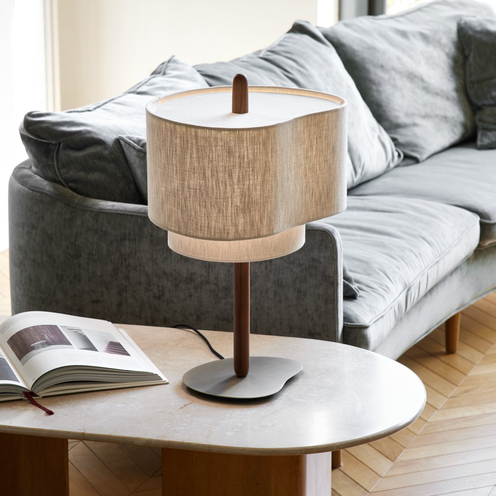 MARKET SET Pebble textilní stolní lampa, krémová