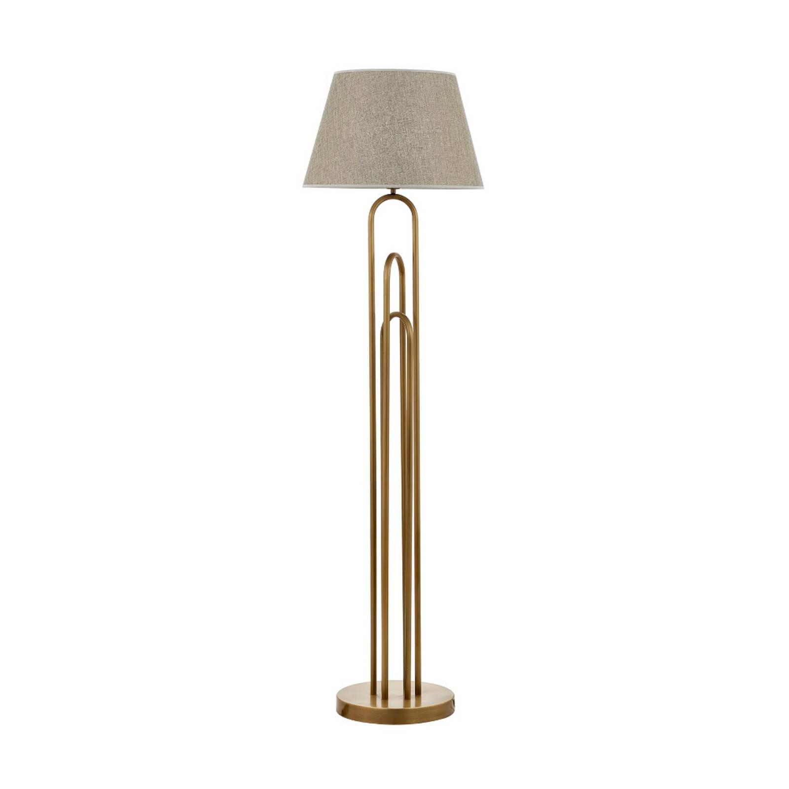 Stehlampe Lazar, grau/gold antik, Höhe 164 cm, Textil/Metall günstig online kaufen