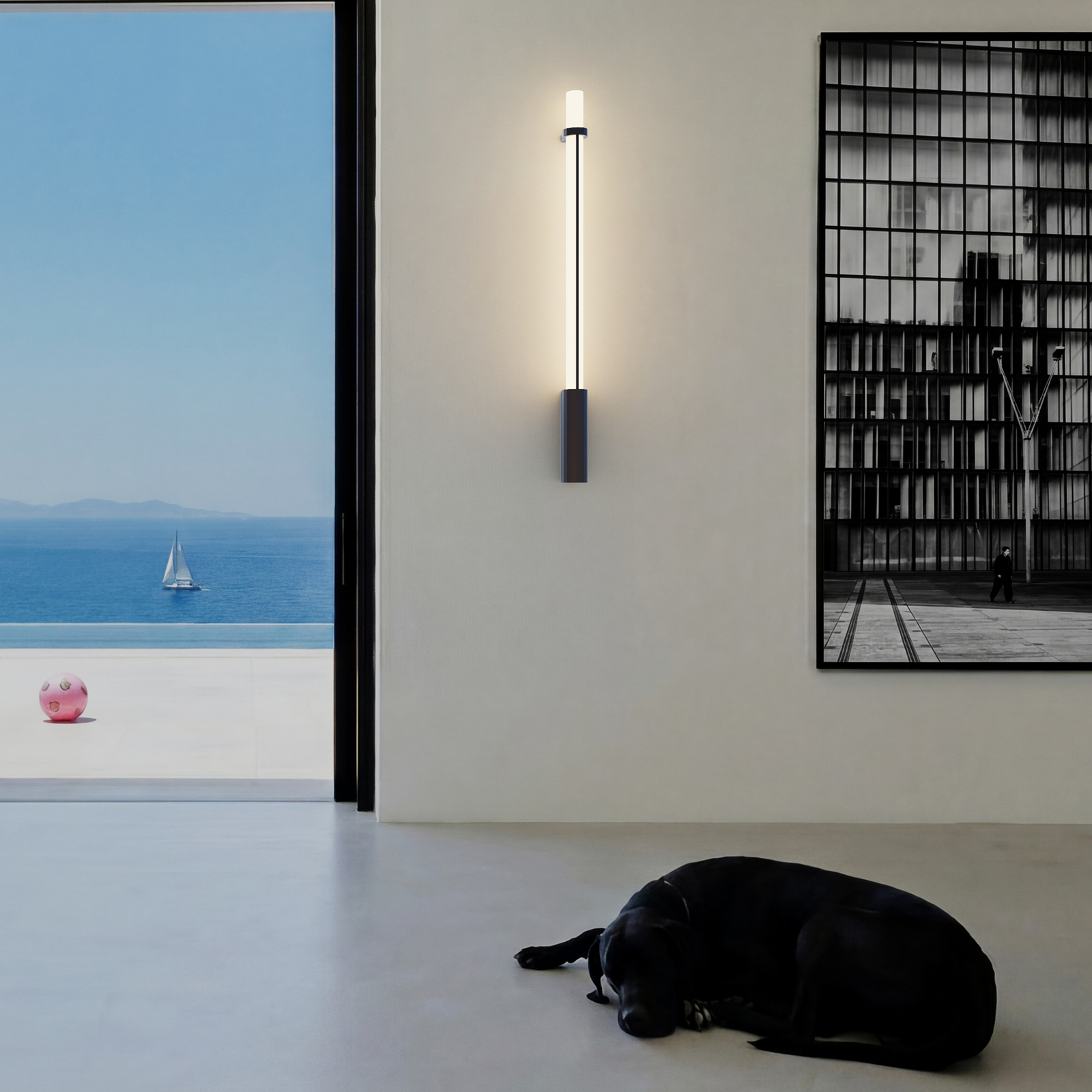 Applique murale LED In Fine, gris foncé, hauteur 105 cm, IP65 - DCW