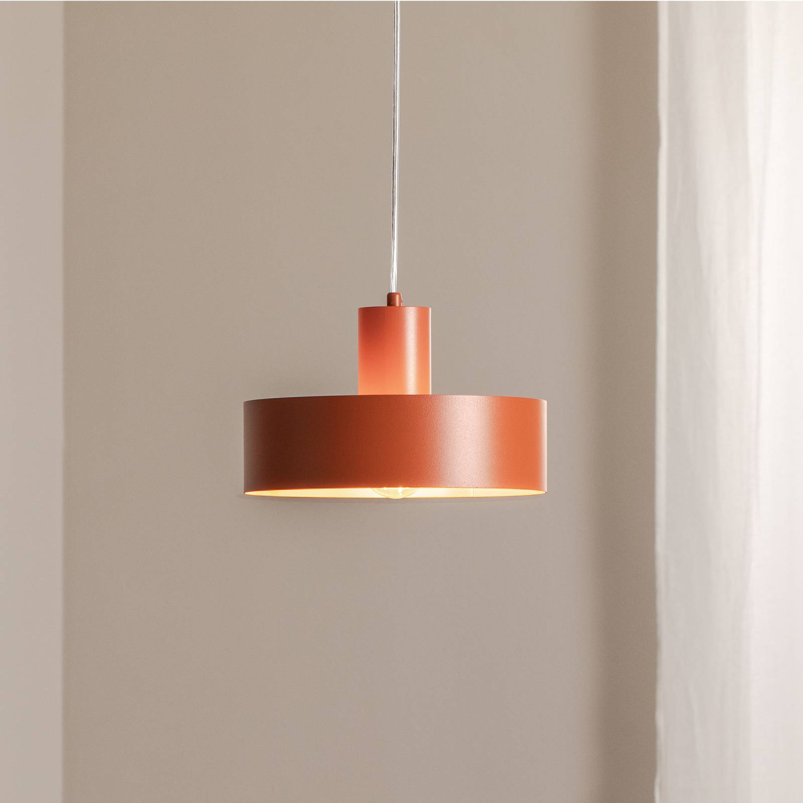 Żyrandol Rif M, ceglasty, 1-punktowa, Ø 25 cm, stal