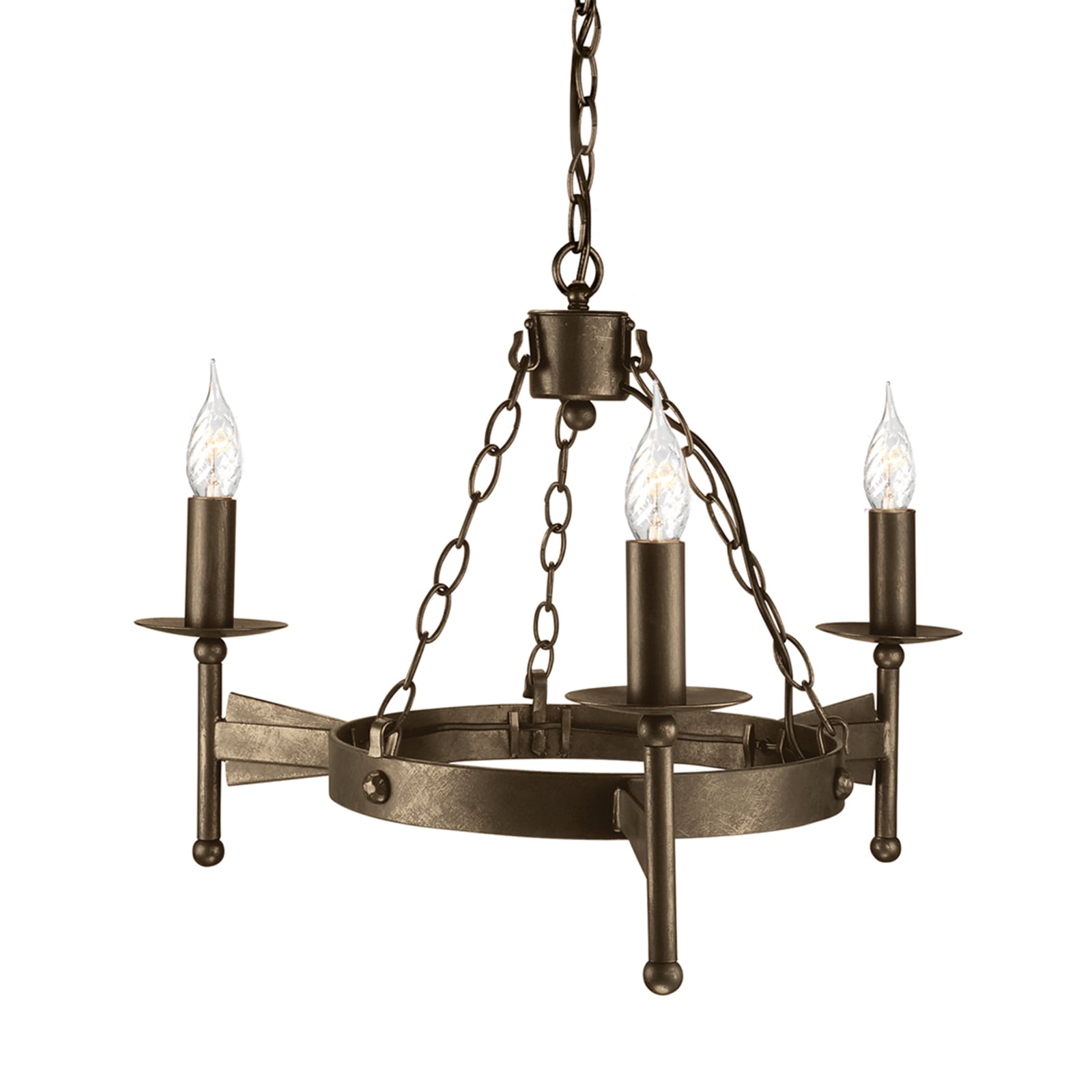 Elstead Cromwell Hanging Light Medieval Three Bulbs, for Hallway, Iron, E14, 60 W, energy efficiency: A++, H: 45 cm