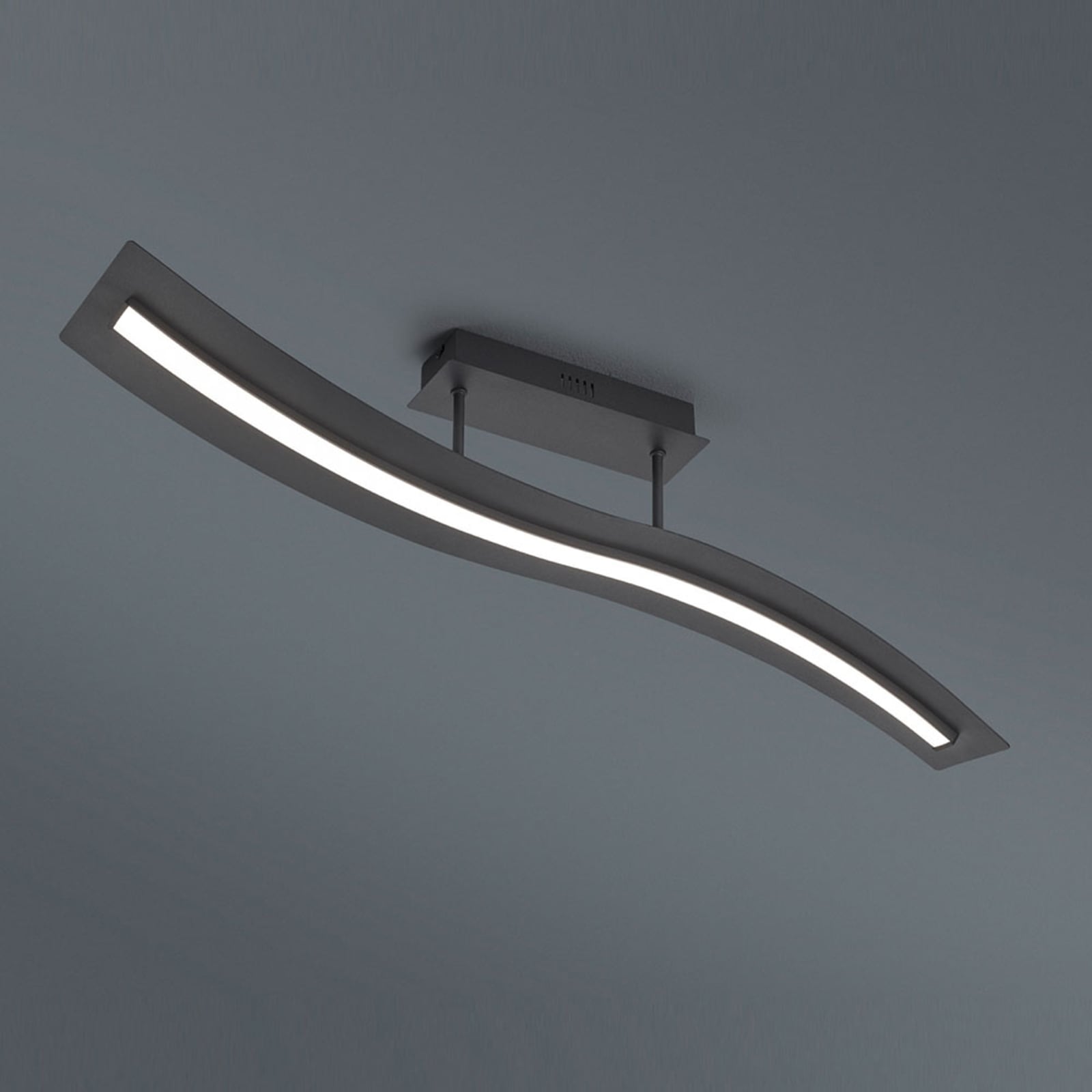 Trio Lighting Salerno LED ceiling lamp, SwitchDim, matt black, for Living / Dining Room, metal, 24 W, energy efficiency: A+, L: 90 cm, W: 12 cm, H: 27 cm