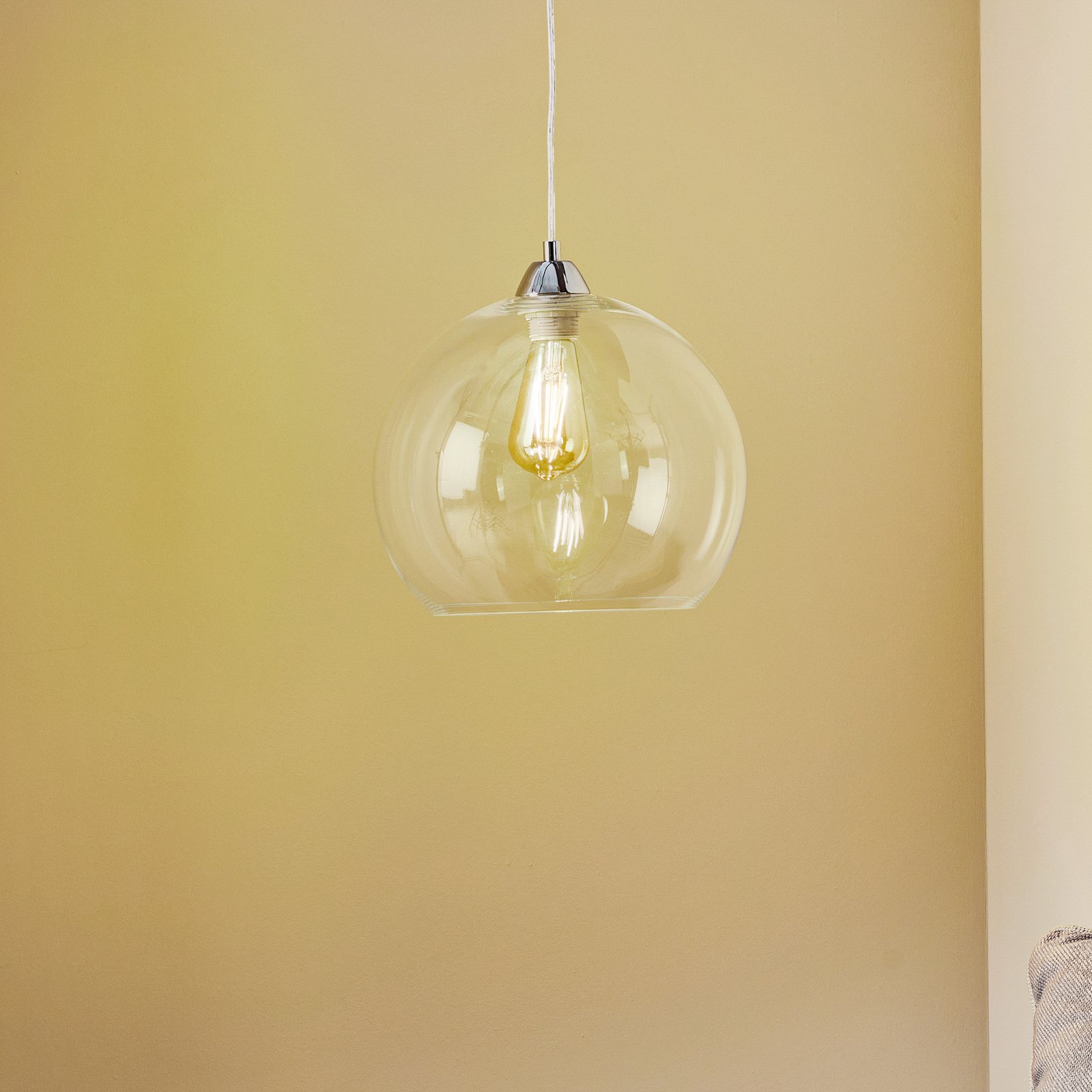 Colour hanging light, transparent glass lampshade