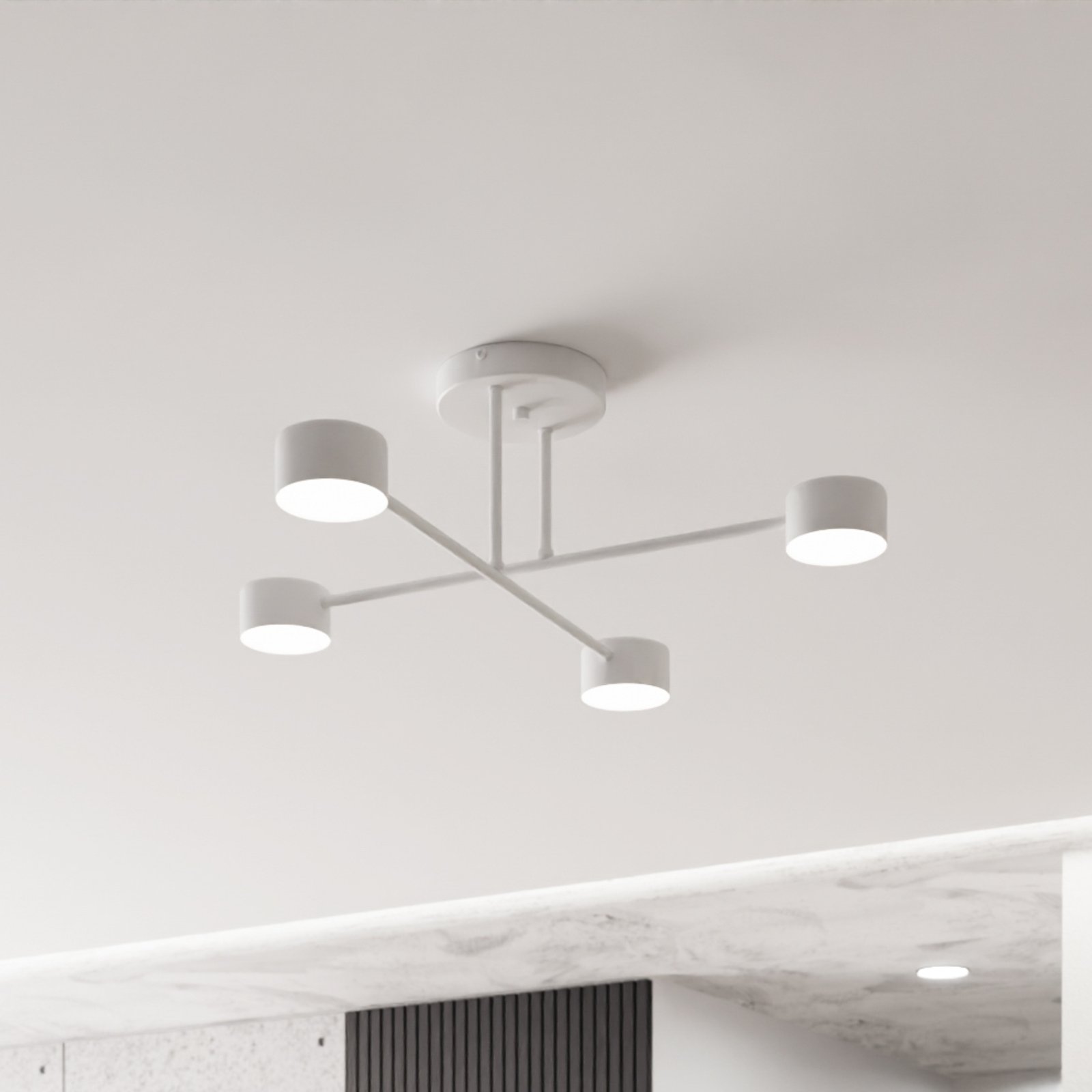 Plafonnier Modus 4, acier, à 4 lampes, GX53, blanc