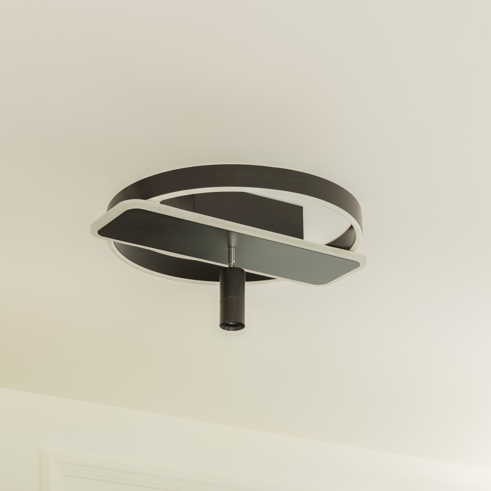 Lucande Damivan LED-taklampa, rund, svart