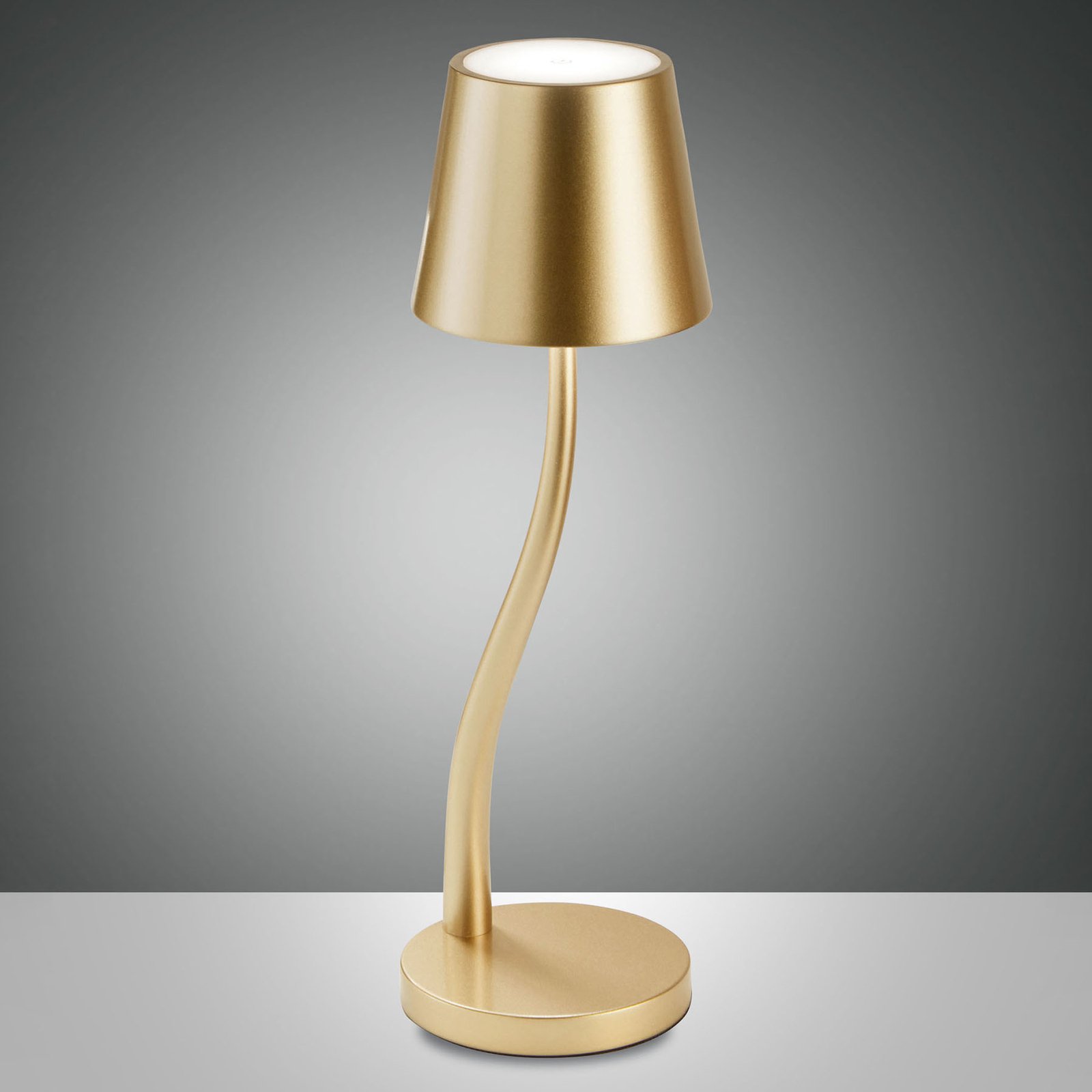 Lampada LED da tavolo Judy, accu, IP54, oro
