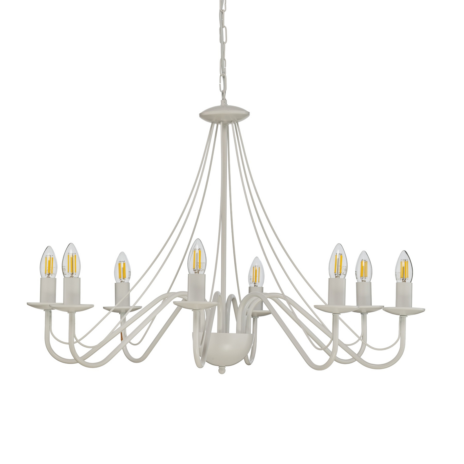 Ljuskrona Malbo, vit, metall, 8 lampor, E14