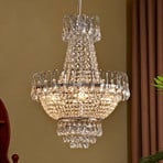 Lustre Lindby Casparia, couleur chrome, cristal, E14