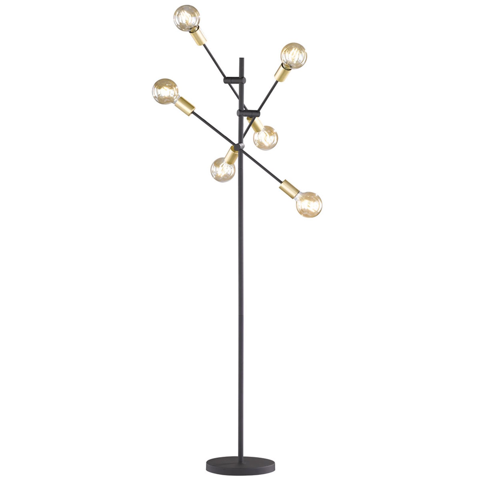 Golvlampa Cross i trendig svart-gyllene design