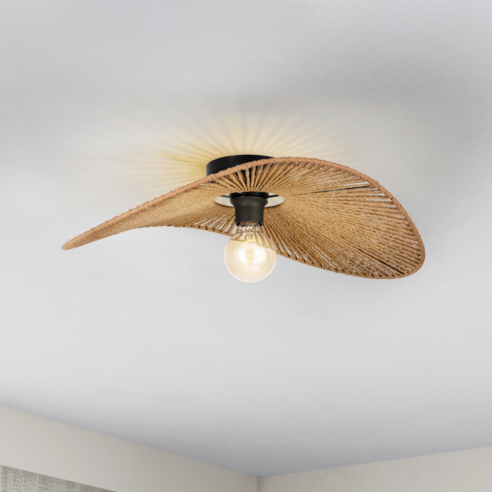 EGLO Plafonieră Siruela maro 56 x 40 cm cablu din hârtie E27 - Camera de zi / sufragerie - maro negru - Hârtie / Carton