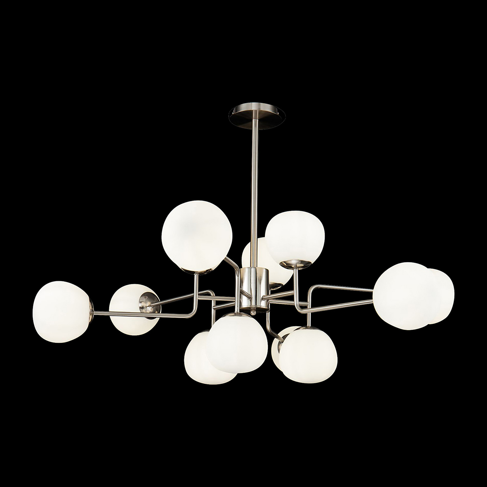Candelabru Maytoni Erich sticlă/metal nichelat 12 becuri. - Camera de zi / sufragerie - modern - nichel alb