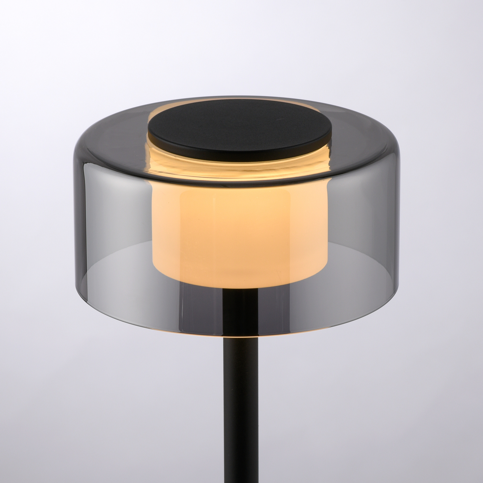 Lampa stołowa LED na akumulator RIKA, czarna, 33 cm, metal/szkło, regulacja