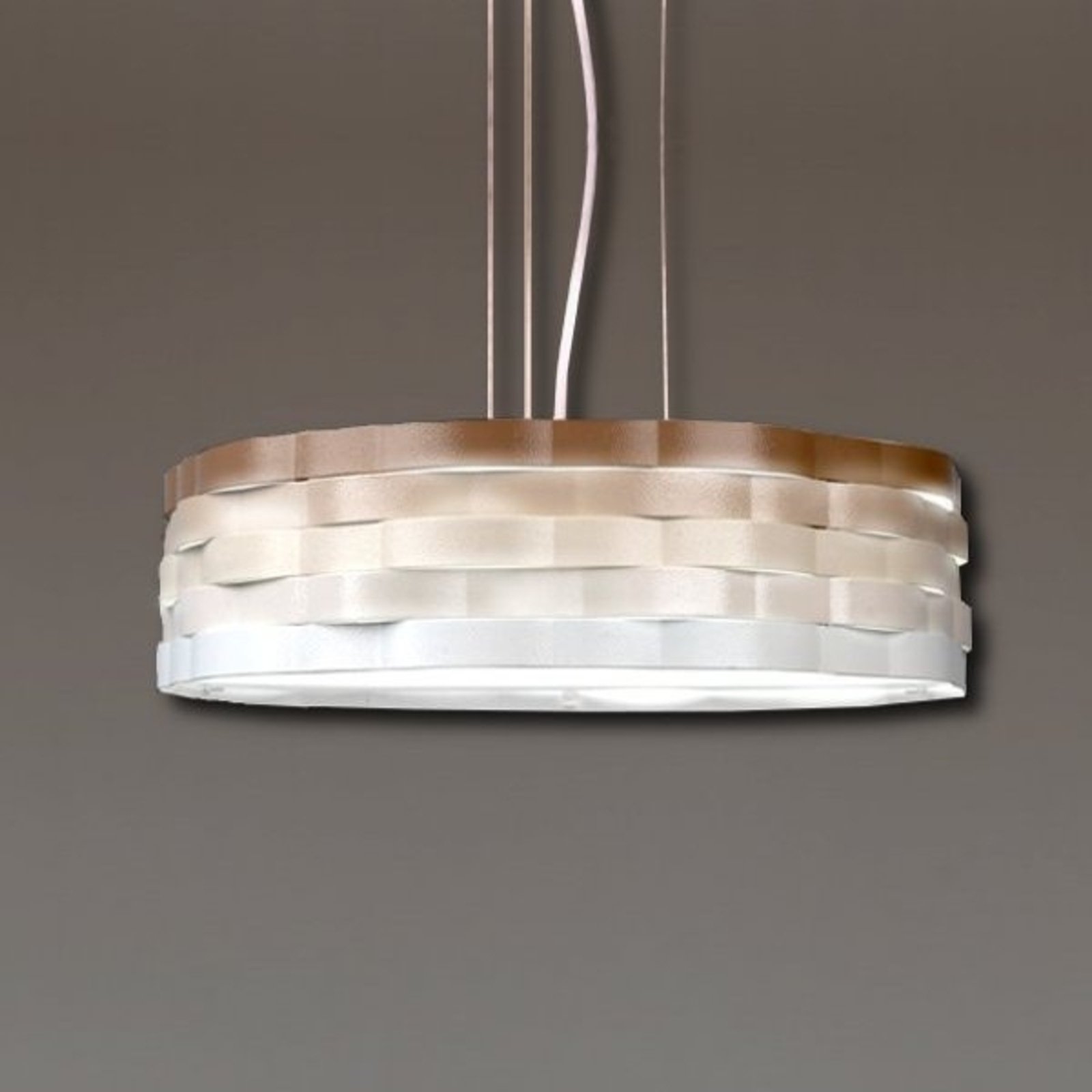 Gibas Flutti pendant lamp with wavy shade, cream, for Living / Dining Room, powder-coated steel, acrylic glass, E27, 75 W, energy efficiency: A++
