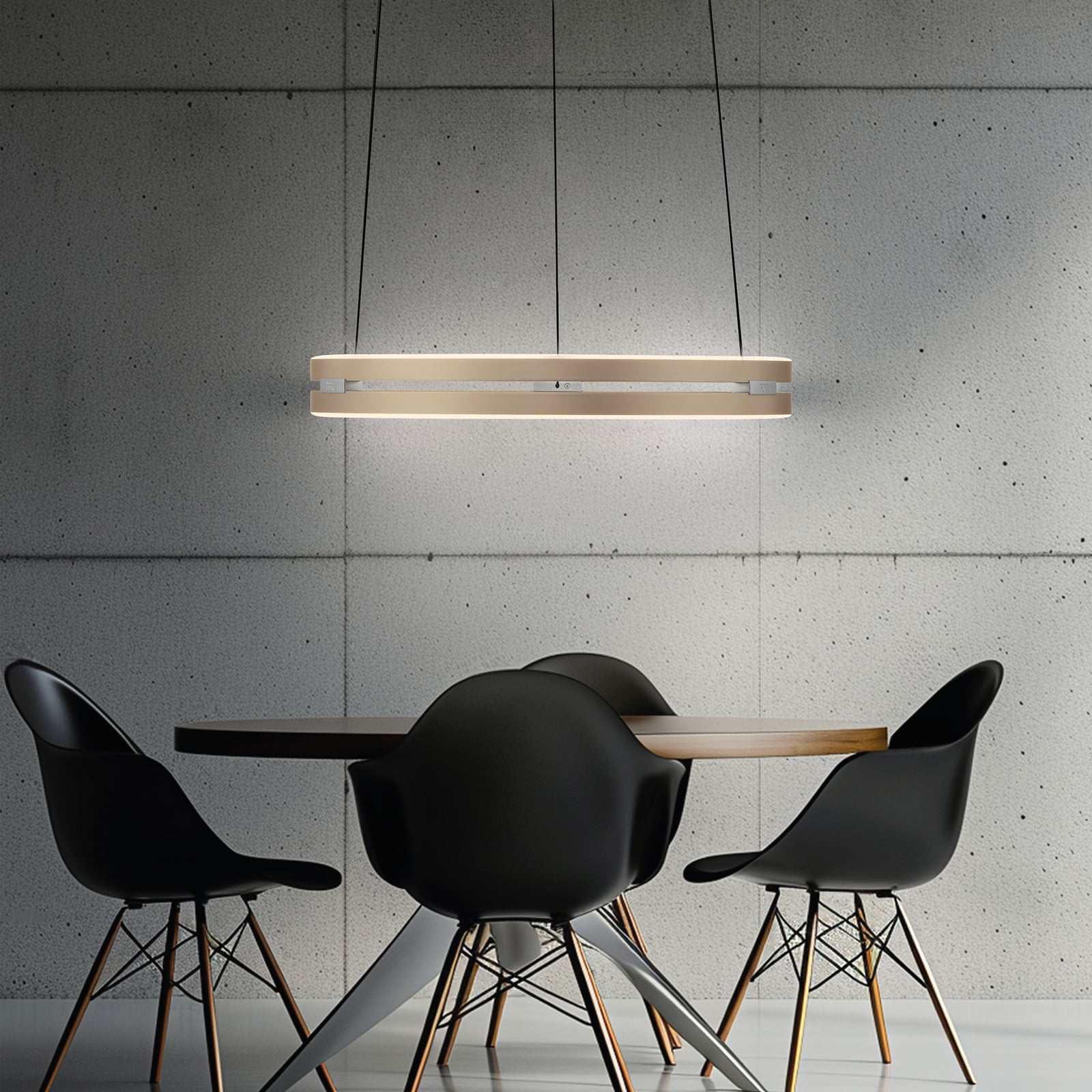 E-Loop LED-Hängelampe, ivory gold, Ø 50 cm, Alu, CCT - PURE E-Loop LED-Hängelampe, ivory gold, Ø 50 cm, Alu, CCT - PURE