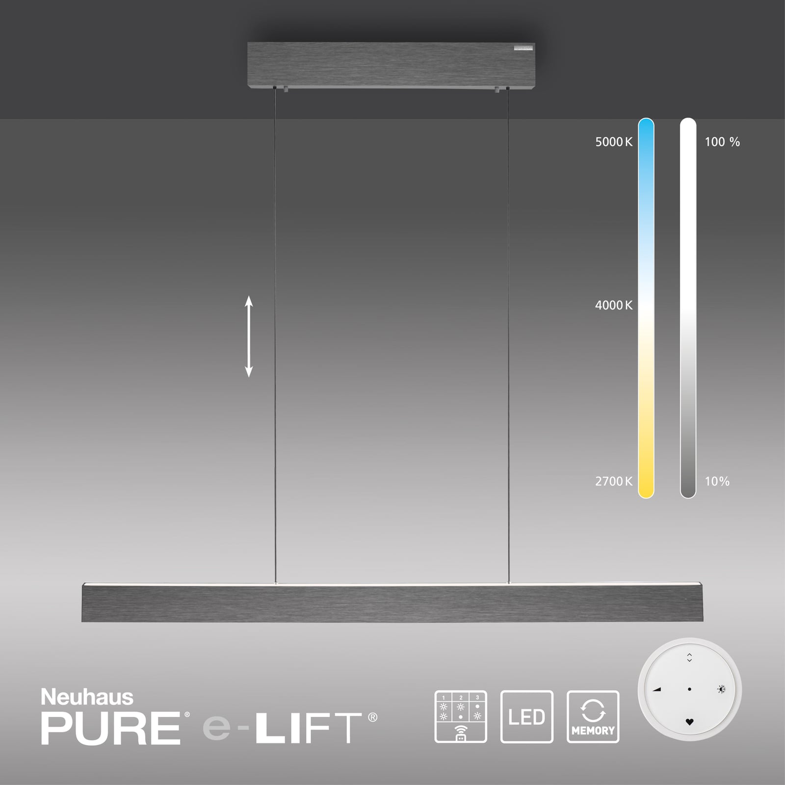 E-Motion LED-Pendelleuchte, platin, CCT - PURE E-Motion LED-Pendelleuchte, platin, CCT - PURE