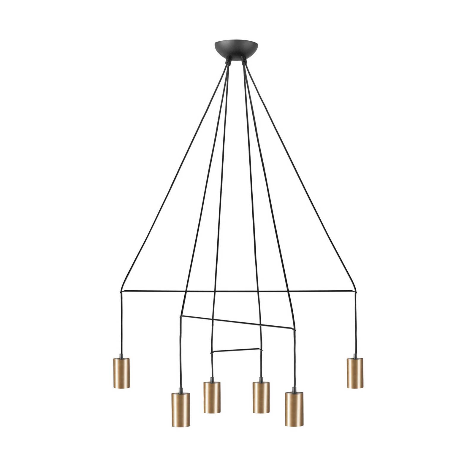 Hänglampa Imbria, 6 lampor, längd 93 cm, mässing