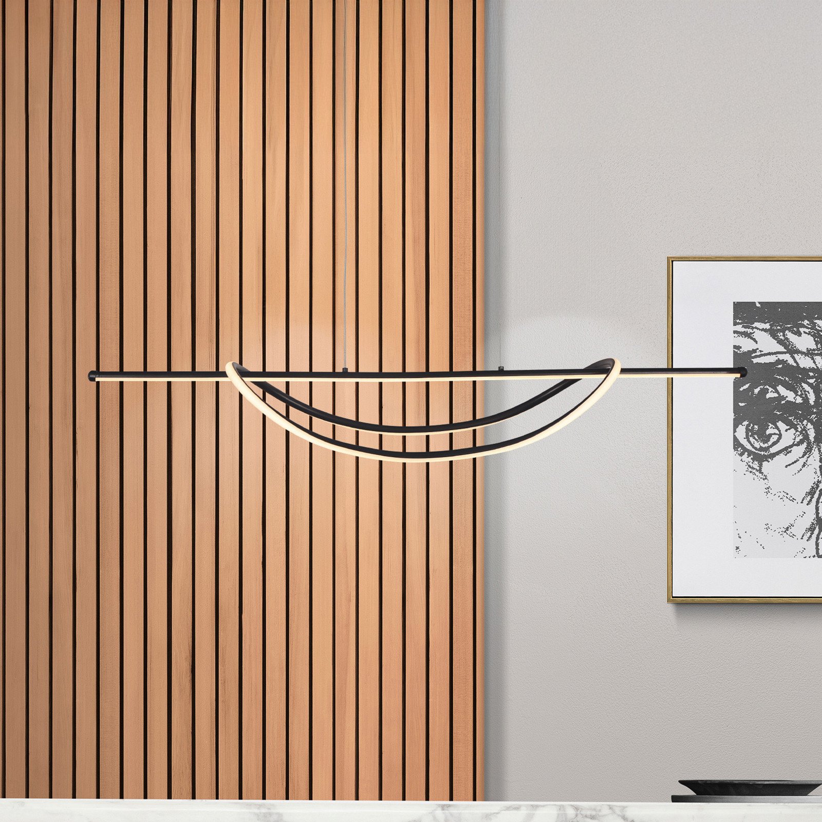 Milagro Lighting Lampă suspendată LED Ambar metal negru 4.000 K - Camera de zi / sufragerie - Modern