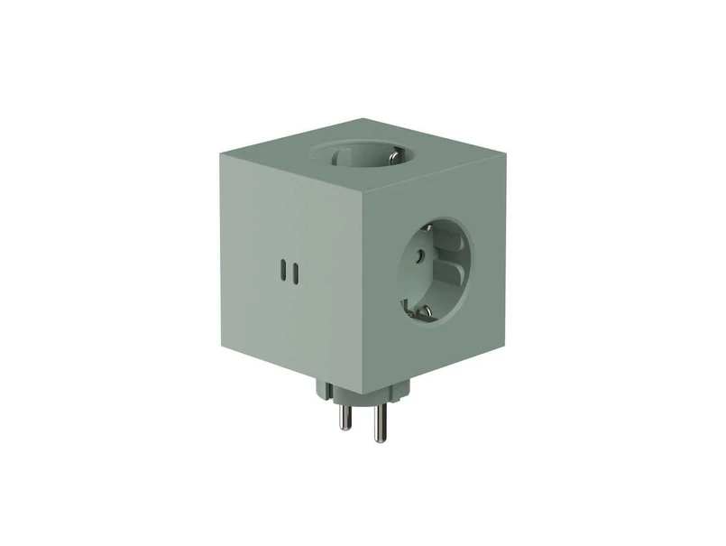 AVOLT - Square 2 Socket Extender w/30W Dual USB-C Oak Green
