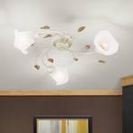 Sisi ceiling light, three-bulb, ivory gold