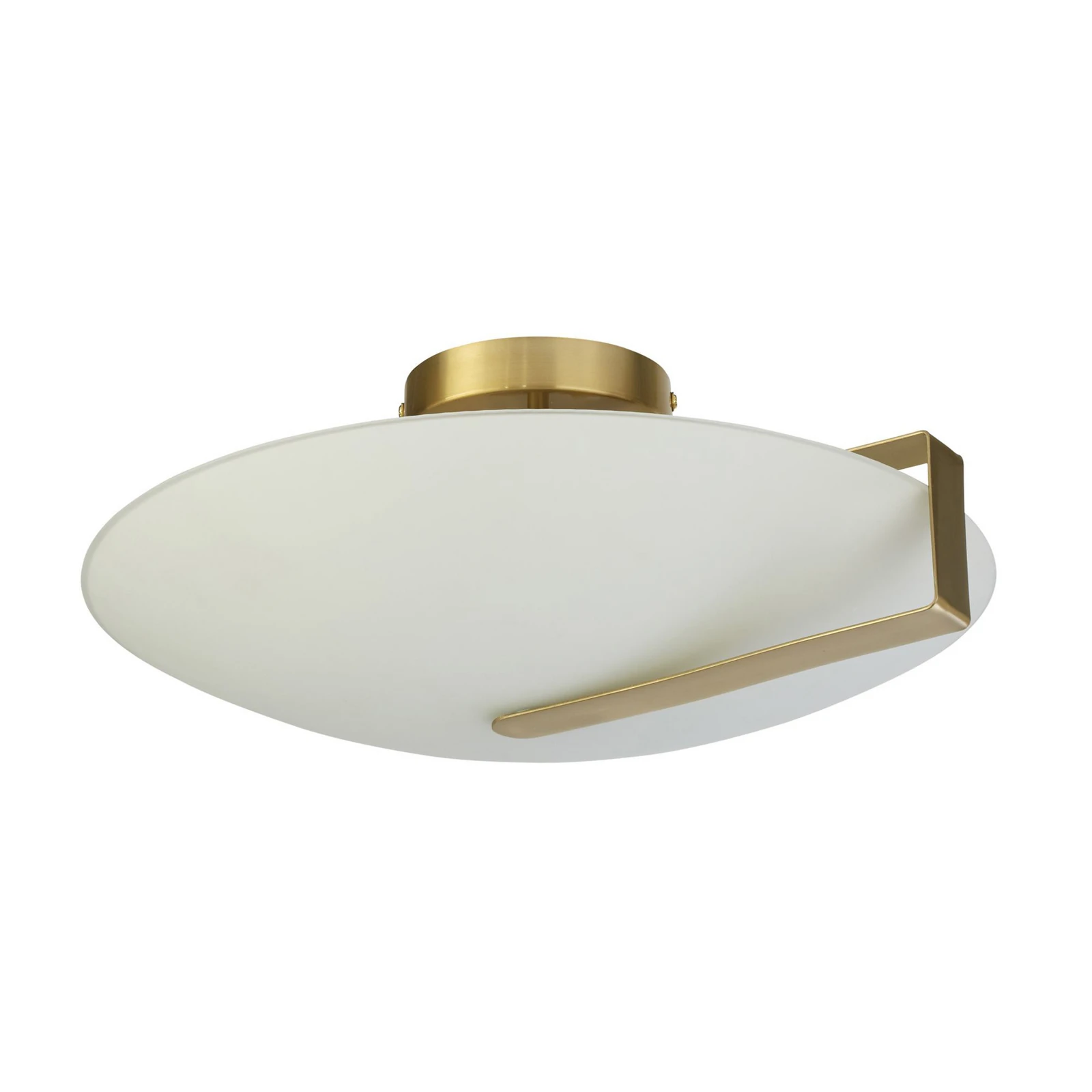 Plafonnier Sundial, doré/blanc opale, acier, verre, E27