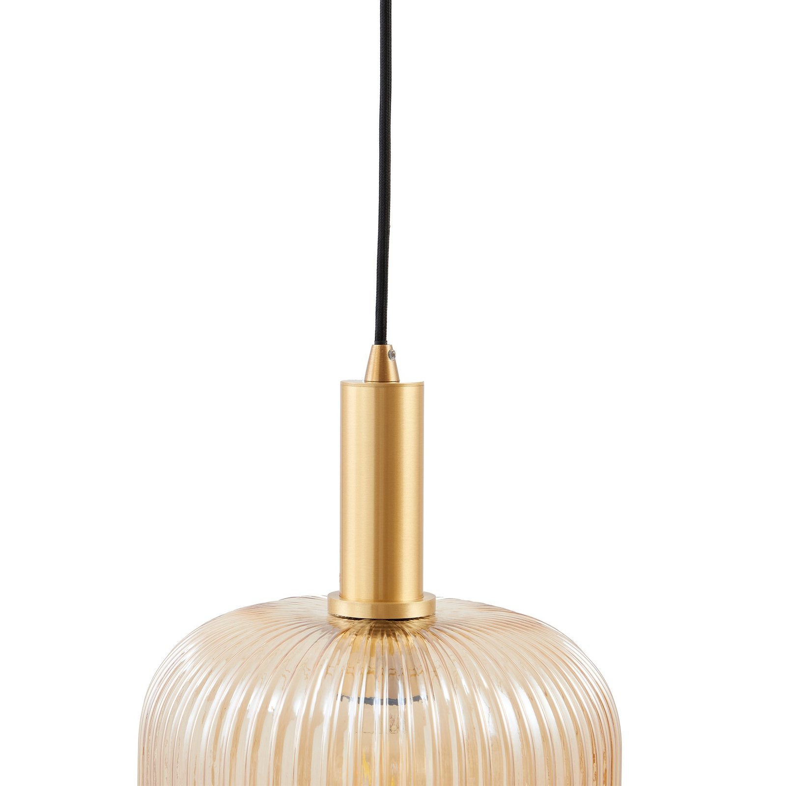 Lindby Doroteo pendant light, 1-bulb, amber, glass