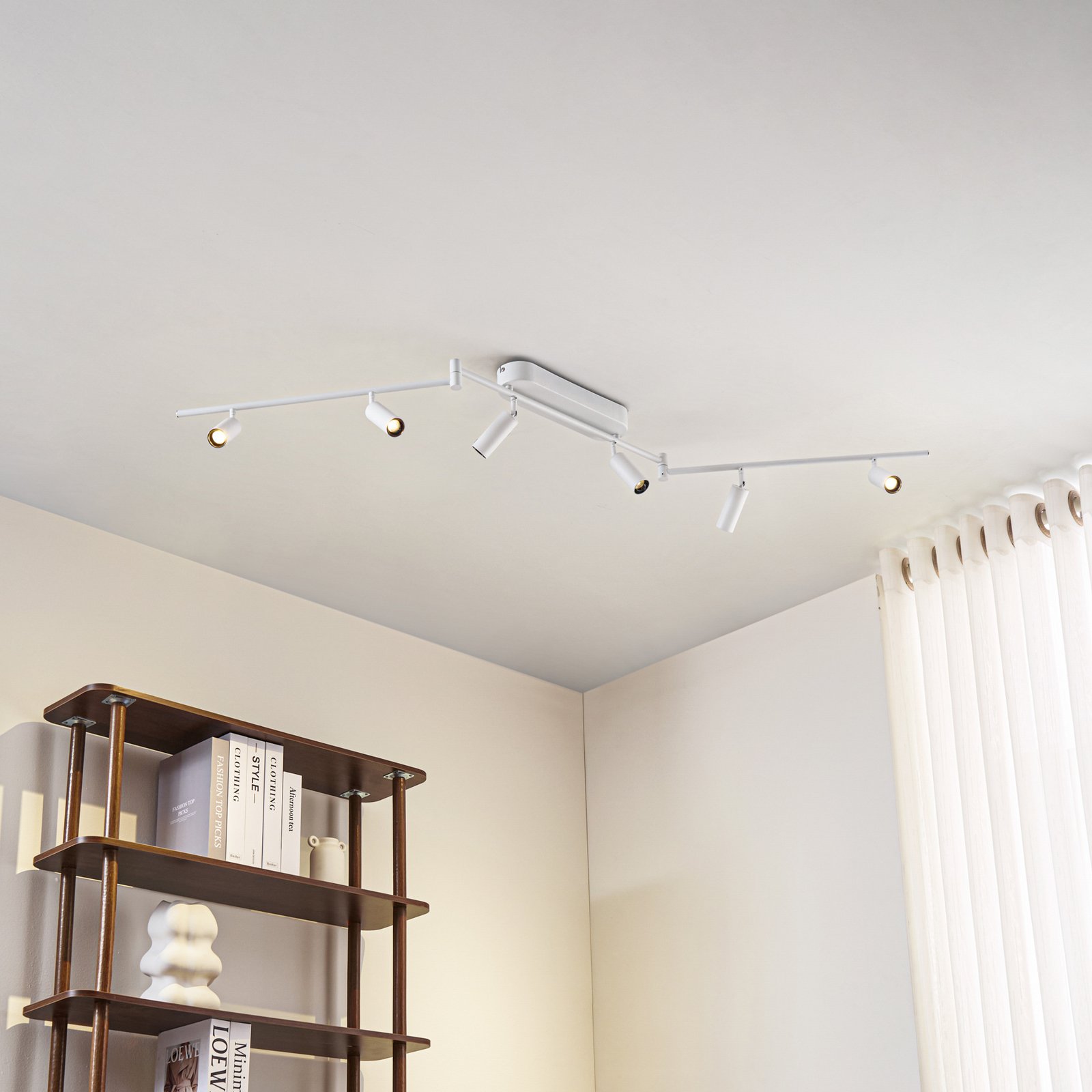 Lindby Eldrin LED ceiling light, 6-bulb, spots, white