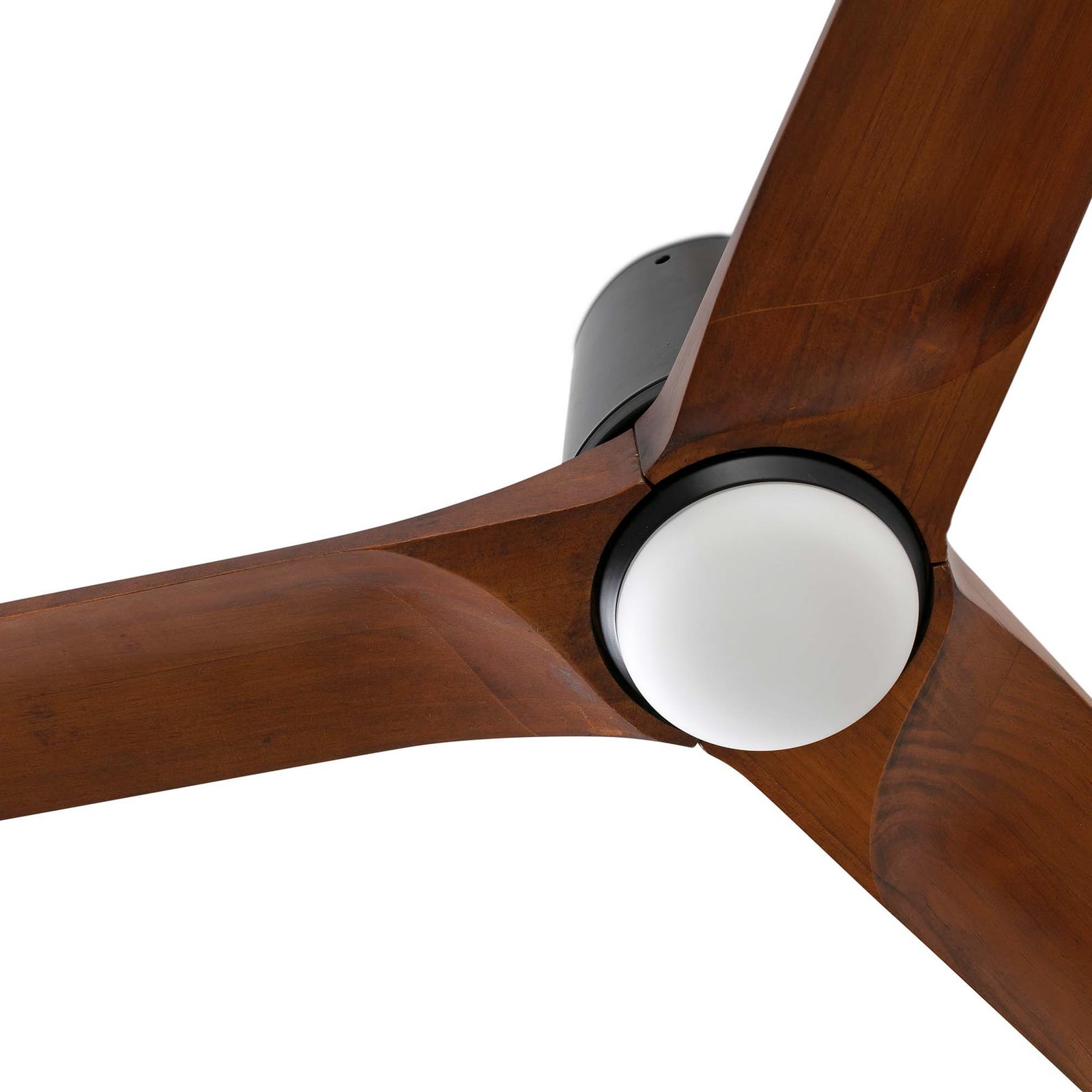 Ventilador LED Heywood L, Ø 132 cm, preto/tom de madeira, DC, CCT Ventilador LED Heywood L, Ø 132 cm, preto/tom de madeira, DC, CCT