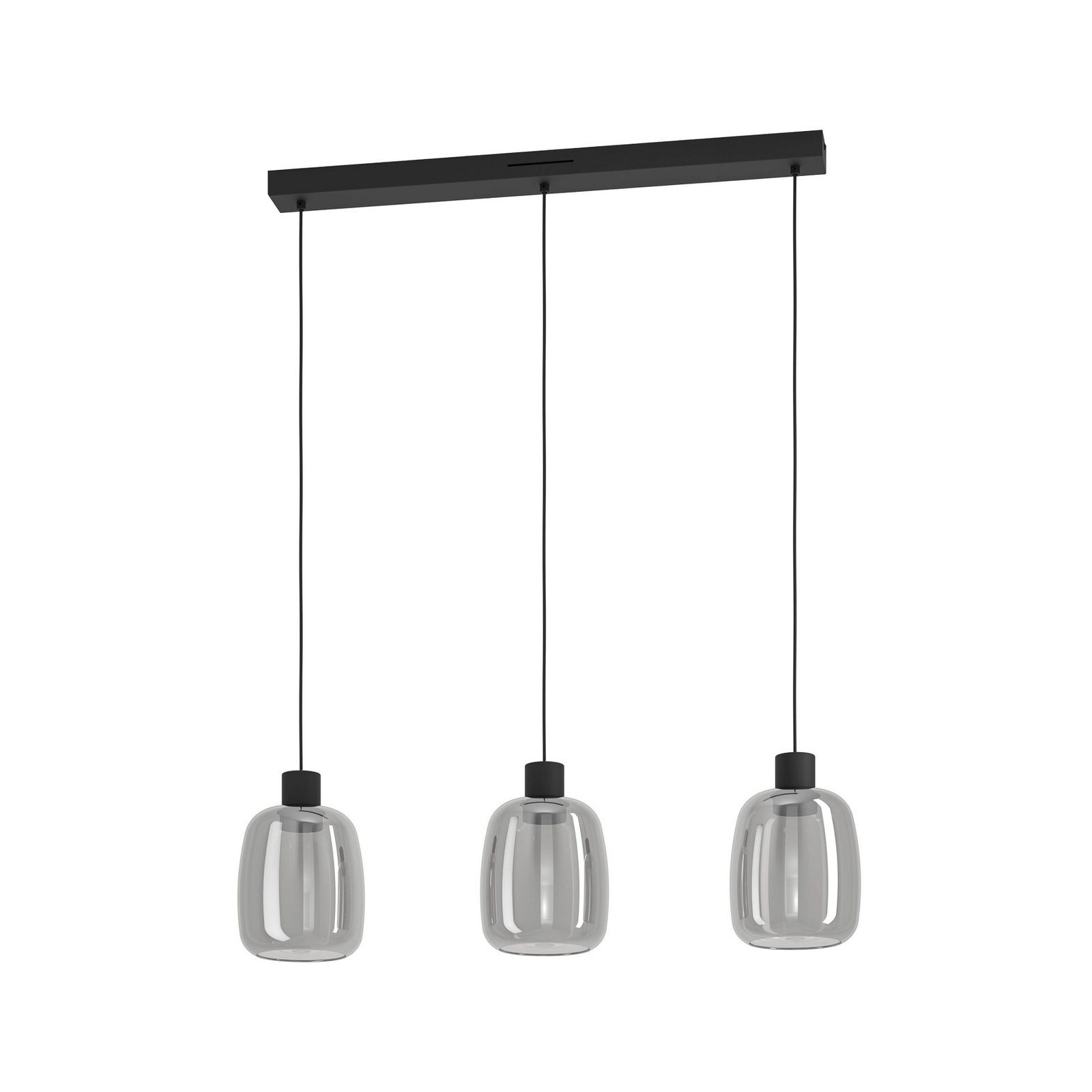 EGLO connect LED hanging light Molochio-Z, 3-bulb, black, clear