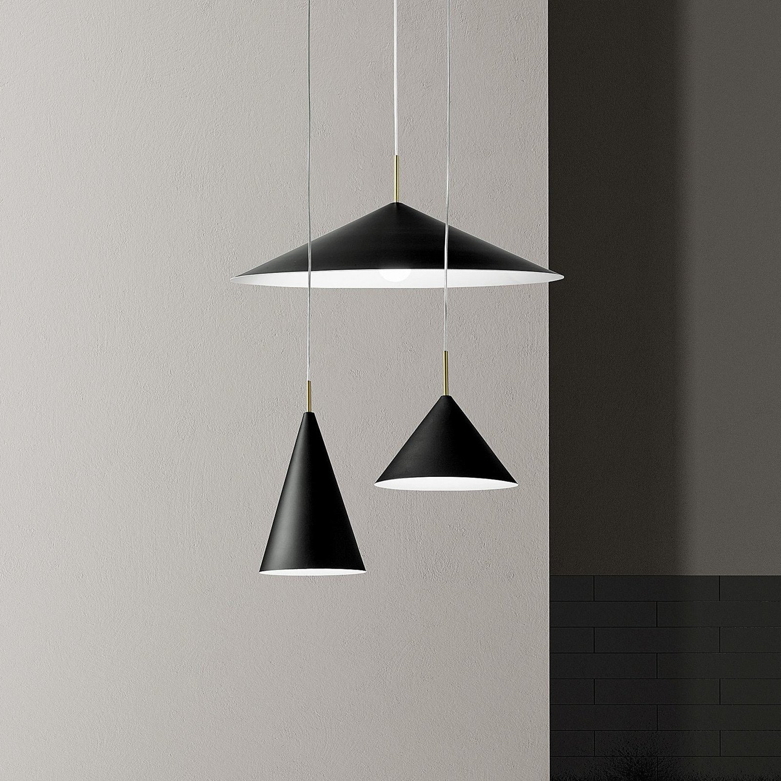 miloox by Sforzin Lampă suspendată Samoi 3 becuri metal negru descentralizată - Camera de zi / sufragerie - design - negru aur periat alb