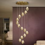 Rocio LED pendant light, 14-bulb, gold Bluetooth