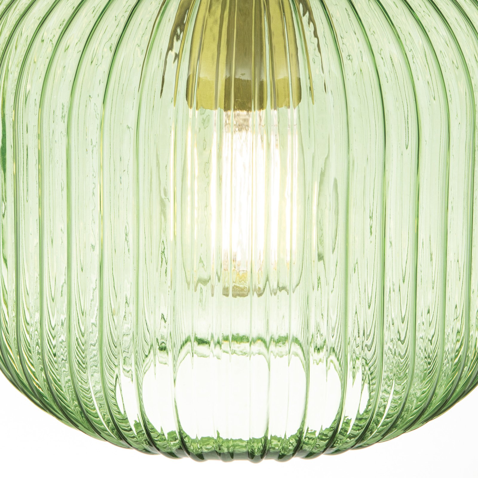 Carneval pendant light, antique brass/green, Ø 20 cm, glass