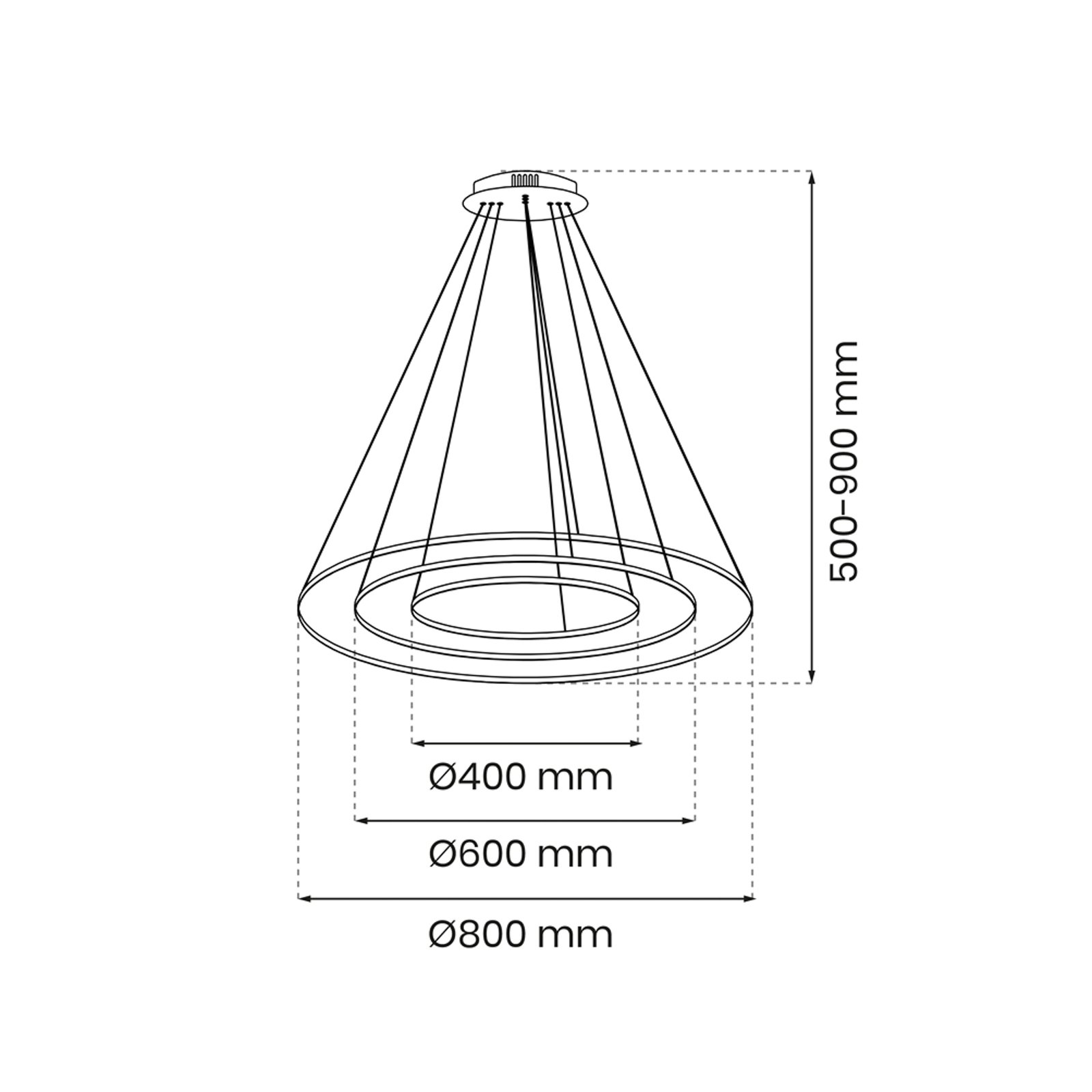 Lampă suspendată Rotonda LED, plastic, auriu, cu trei becuri, 93 W