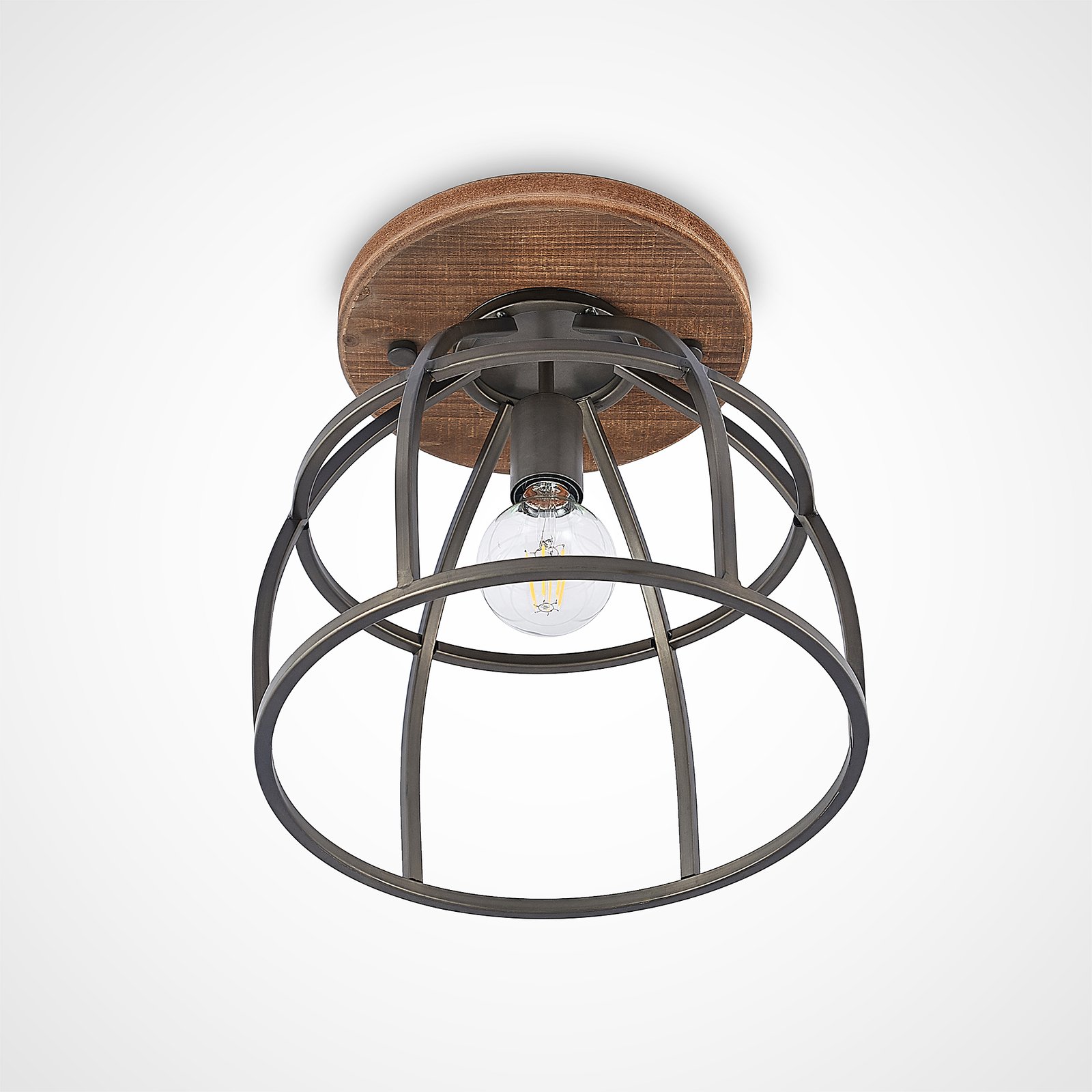 Rutger Round Plafonnier Wood/Black - Lindby