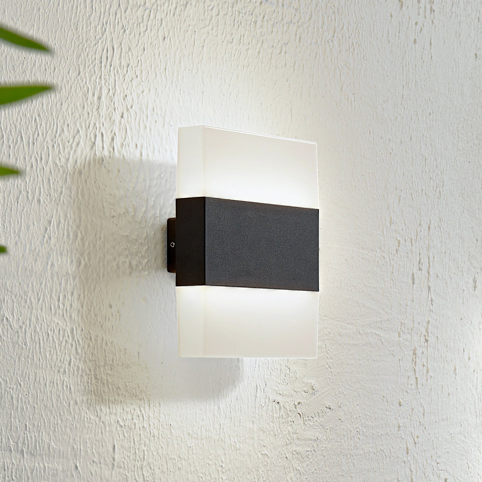 Lindby LED buitenwandlamp Branor, aluminium, donkergrijs, IP54