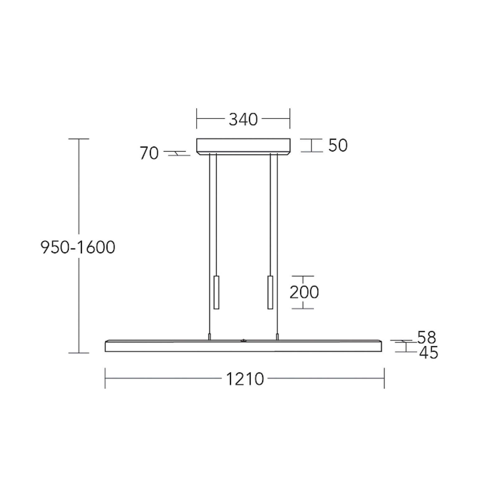 HerzBlut LED-hänglampa Leonora, 121 cm, trä, dimbar