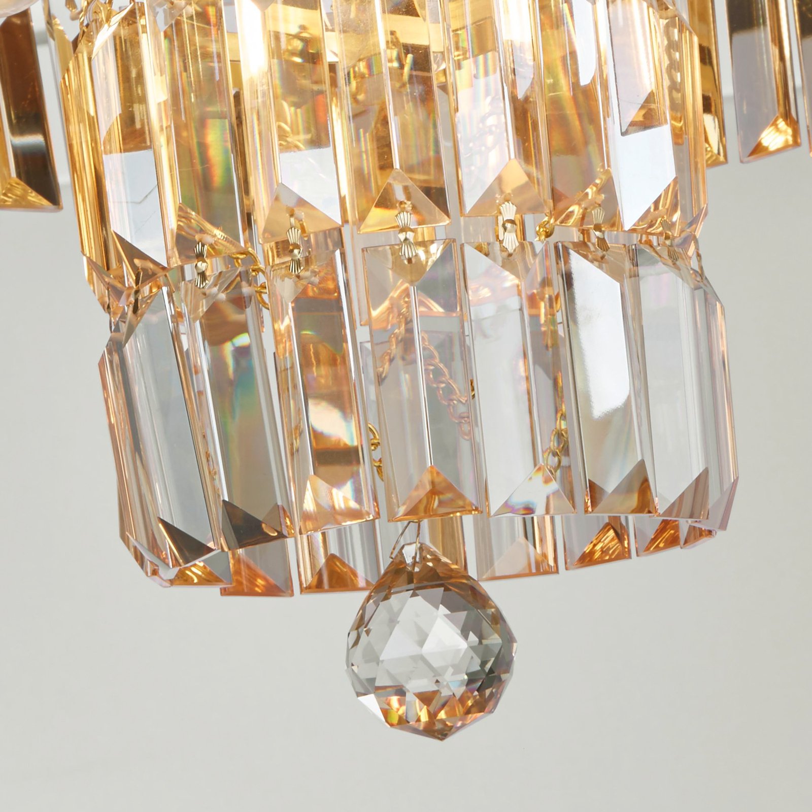Empire ceiling light, brass, 4-bulb, crystal glass, IP44
